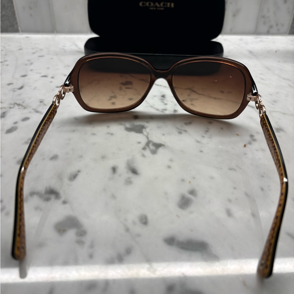 Coach Brown Sunglasses with Tortoise Brown Temples 58-16 135 - Picture 2 of 4